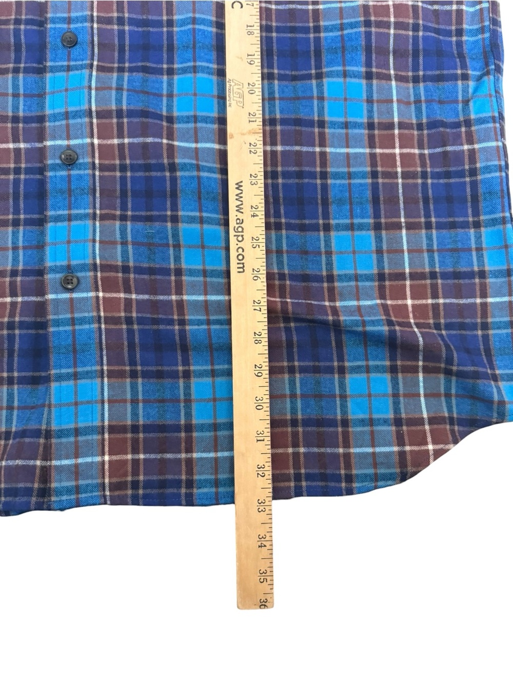 L.L.Bean Plaid Flannel Shirt XXL Blue Burgundy Cotton Button Down Hiking Y78 - Picture 4 of 7